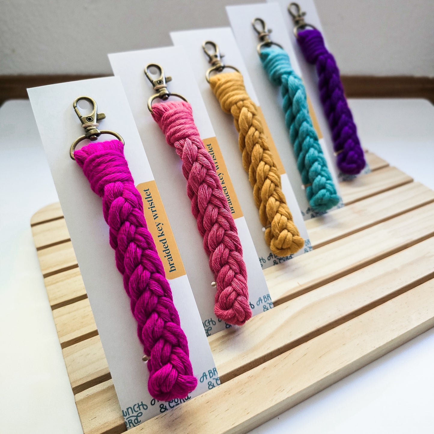 Macrame Braided Key Wristlet - Brights