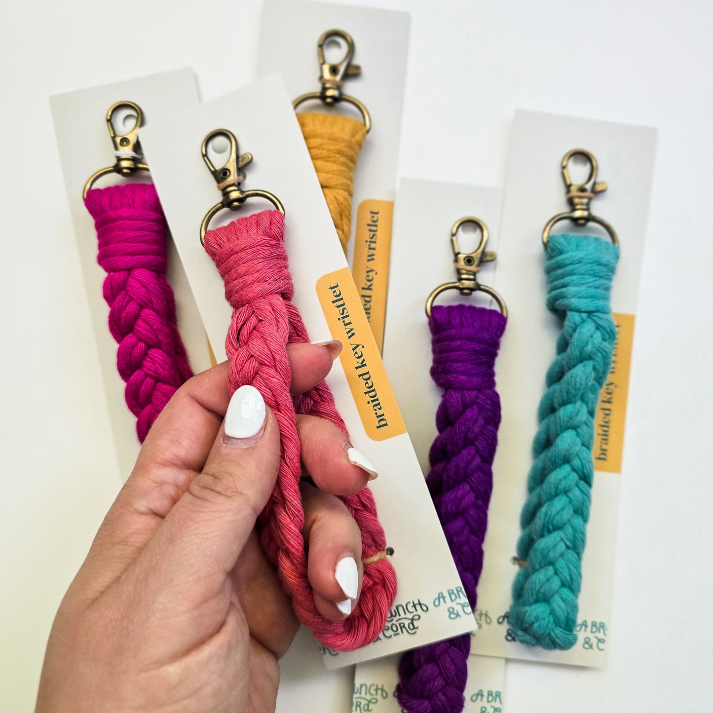 Macrame Braided Key Wristlet - Brights