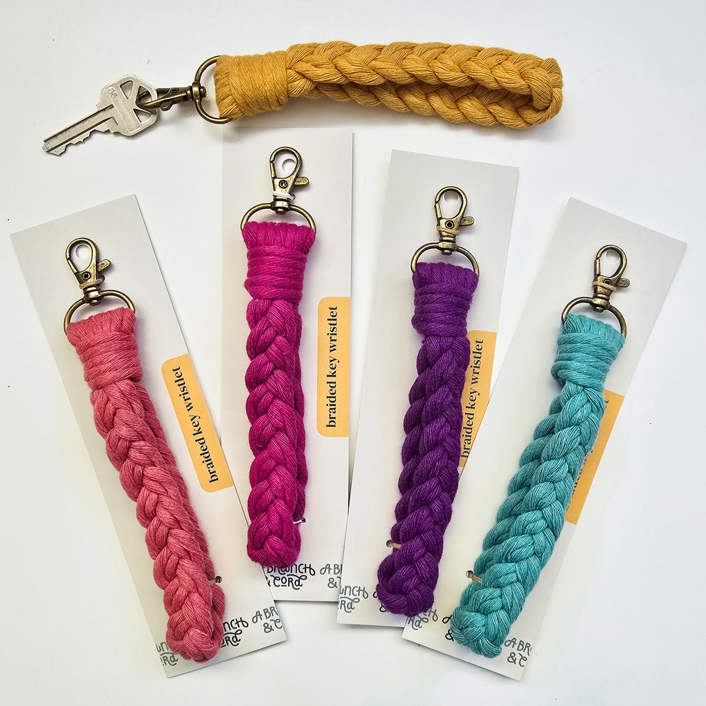 Macrame Braided Key Wristlet - Brights