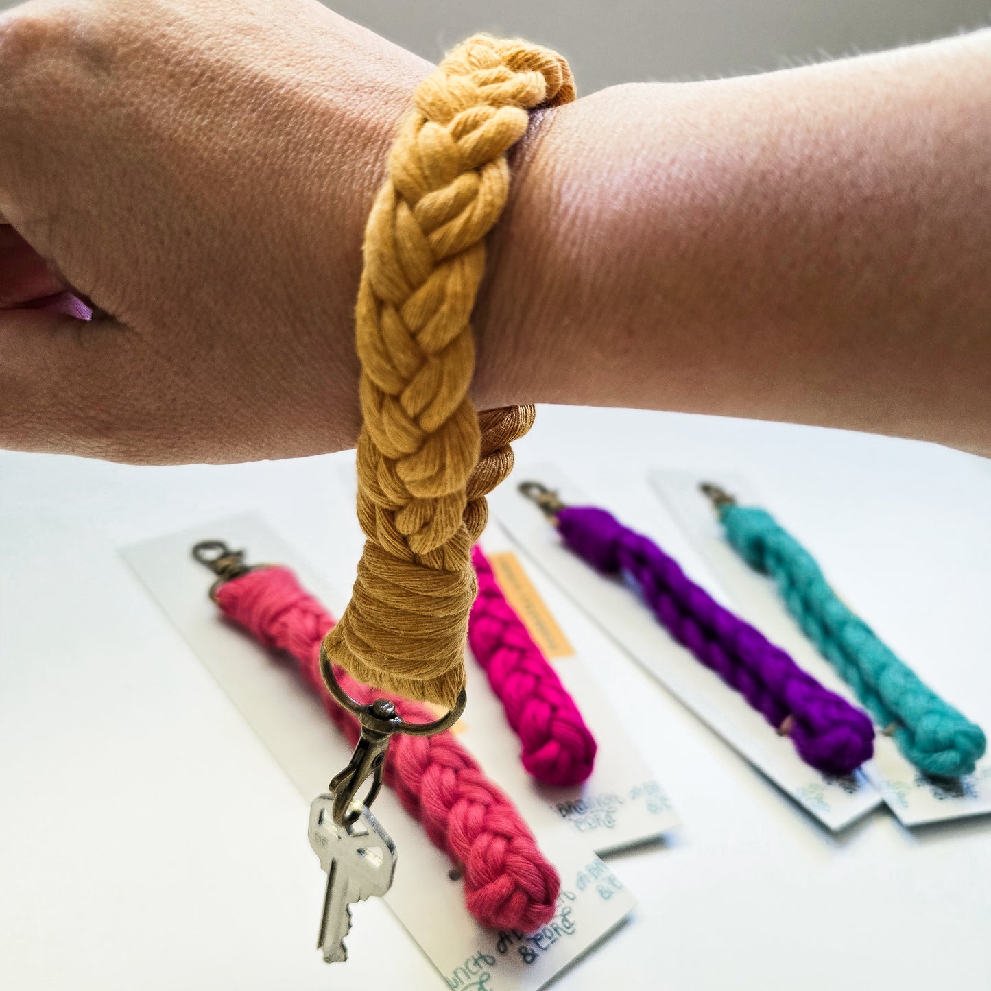 Macrame Braided Key Wristlet - Brights