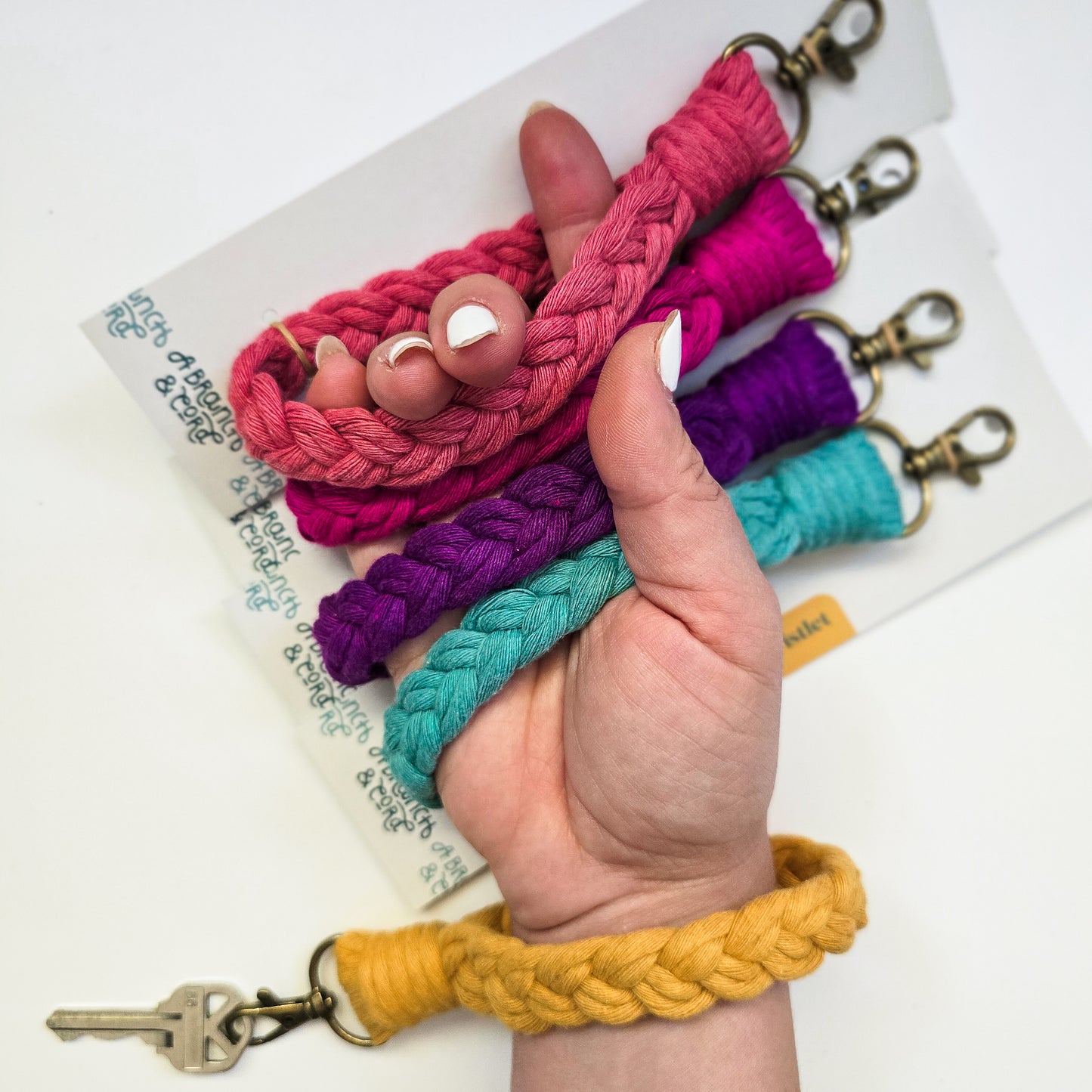 Macrame Braided Key Wristlet - Brights