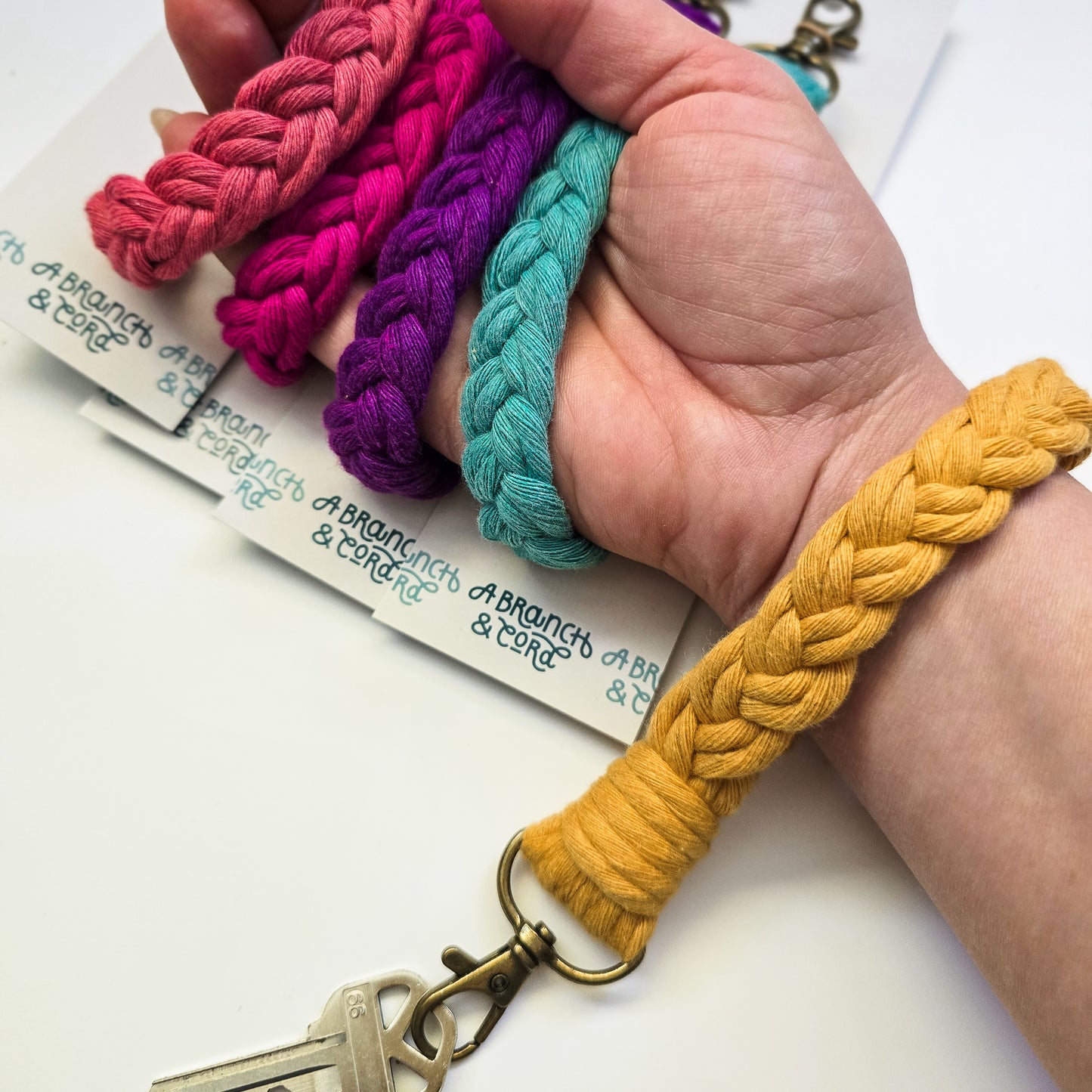 Macrame Braided Key Wristlet - Brights