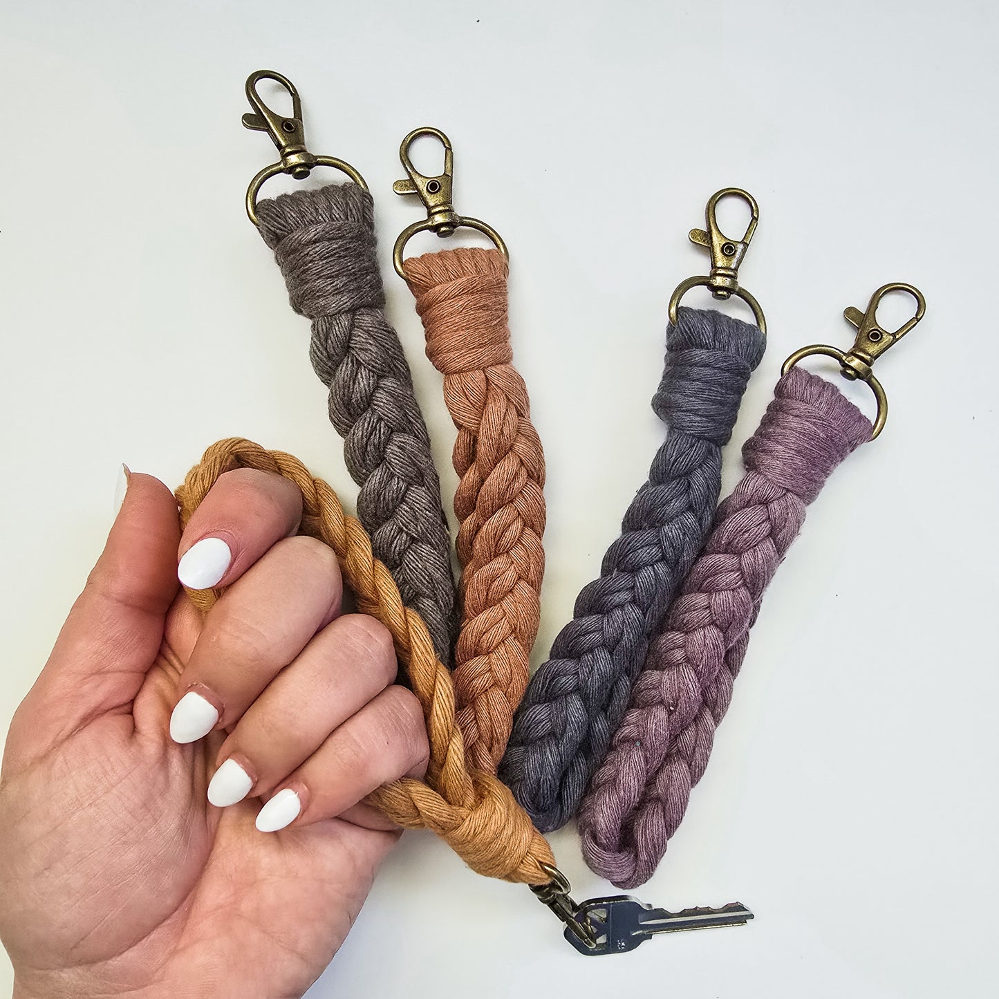 Macrame Braided Key Wristlet - Neutrals