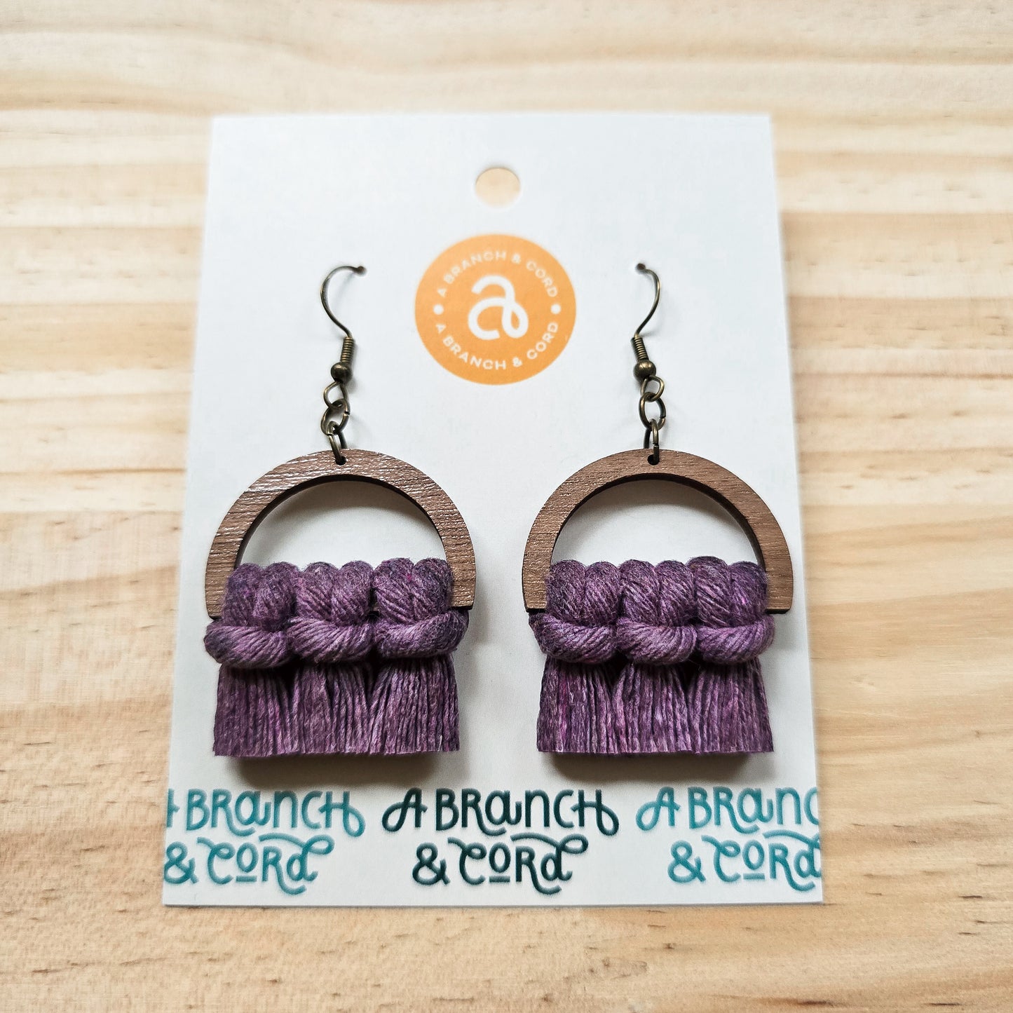 Macrame Fringe Earrings - Semi Circle