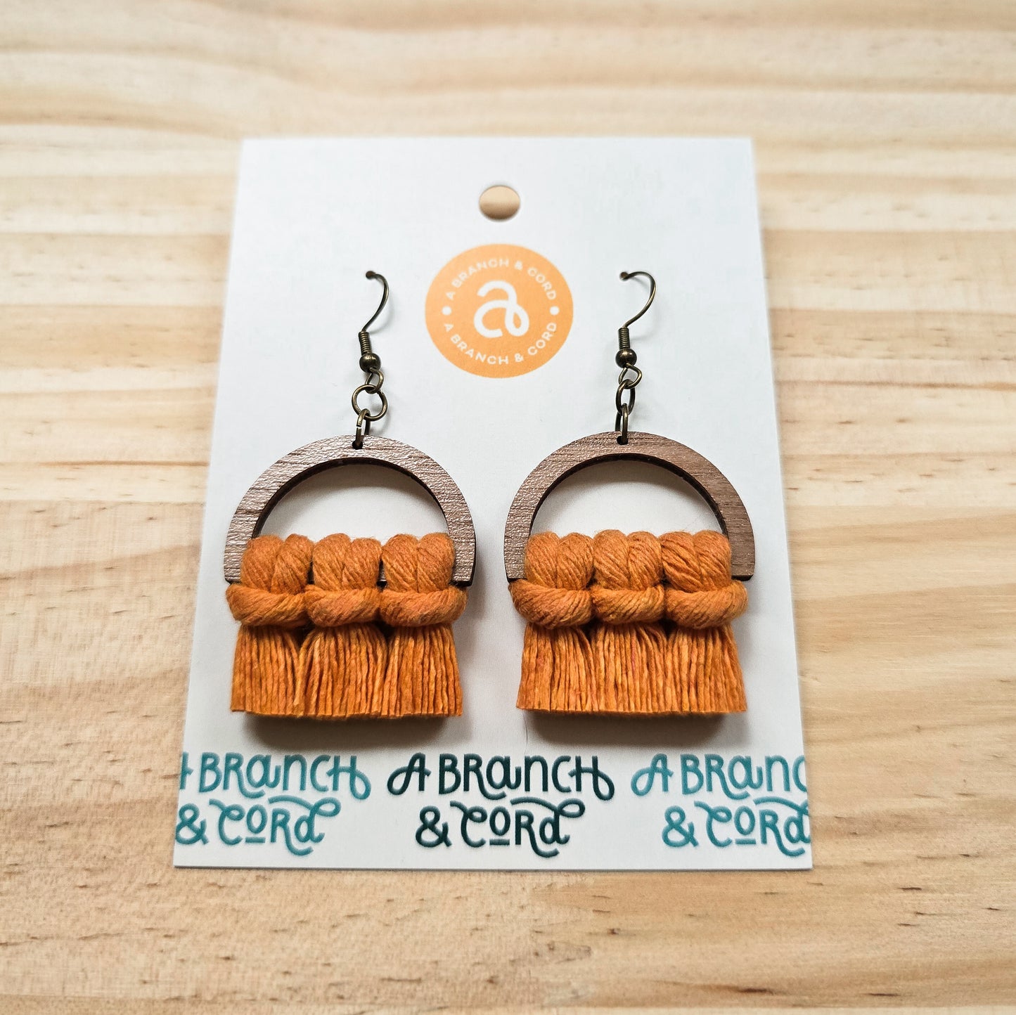 Macrame Fringe Earrings - Semi Circle