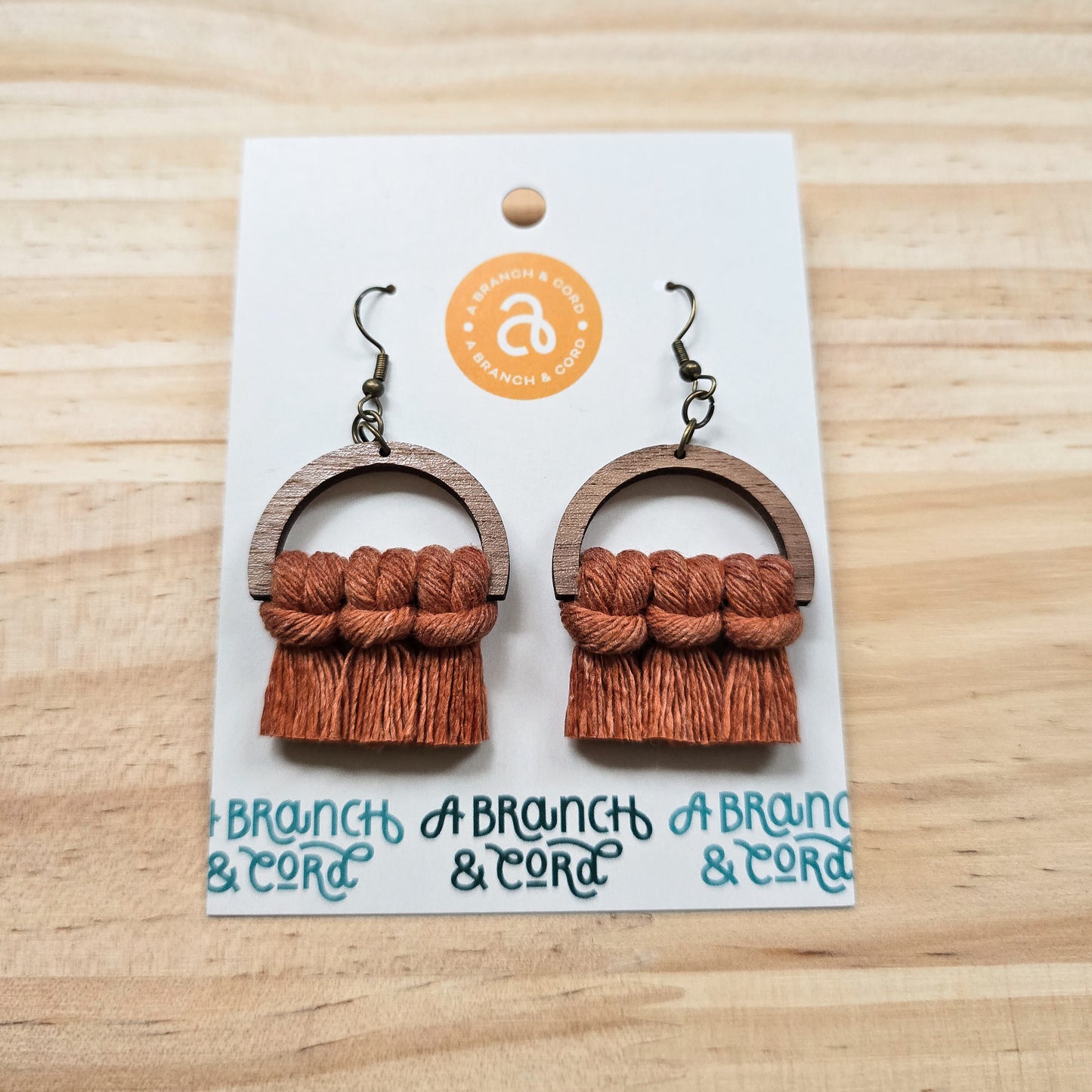 Macrame Fringe Earrings - Semi Circle