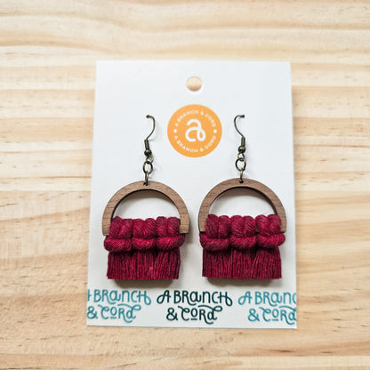 Macrame Fringe Earrings - Semi Circle